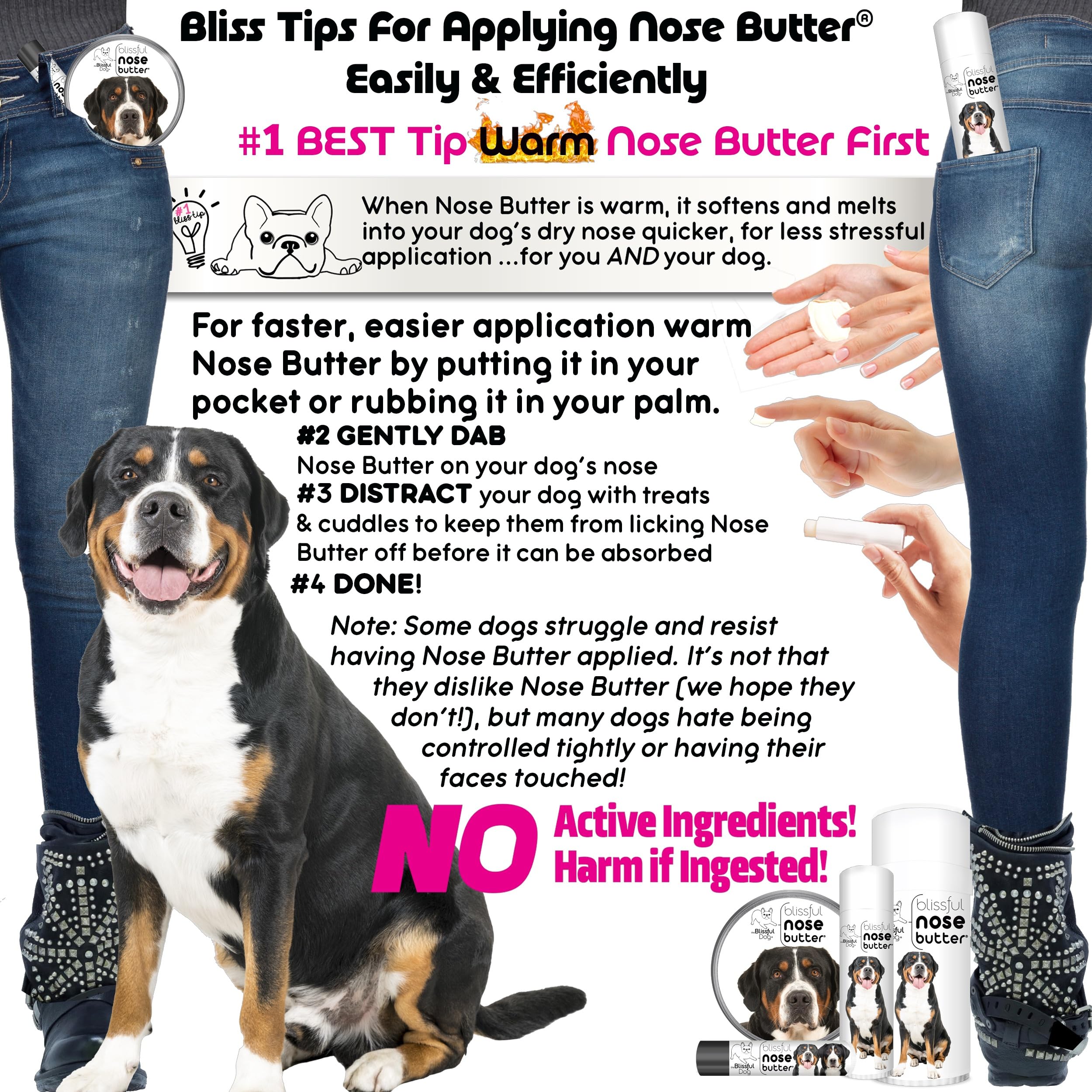 The Blissful Dog Greater Swiss Mountain Dog Unscented Nose Butter - Dog Nose Butter, 2 Ounce